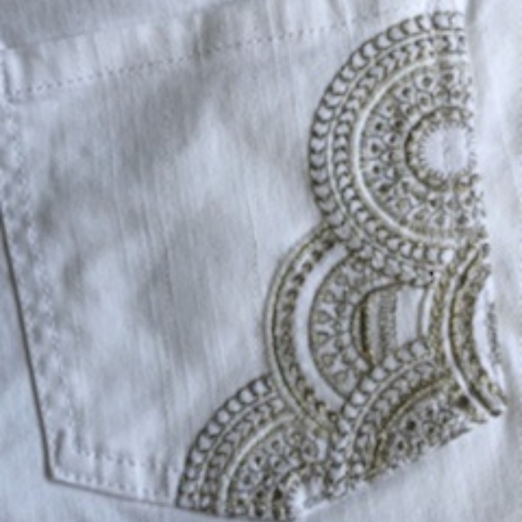 White Shorts with Gold Embellishment by WHBM - Picture 4 of 5